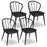 Windsor Dining Chairs Set of 4 with Spindle Backrest-Black