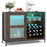 Wine Bar Cabinet with LED Light and Adjustable Shelves-Rustic Brown