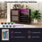 Wine Bar Cabinet with LED Light and Adjustable Shelves-Rustic Brown