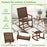 Patio Wood Rocking Chair with PU Seat and Rubber Wood Frame-Brown