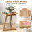 Teak Wood Side Table Round Sofa End Table with Slatted Tabletop