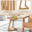 Teak Wood Side Table Round Sofa End Table with Slatted Tabletop