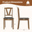 Wooden Dining Chair Set of 2 with PU Leather Upholstered and Rubber Wood Frame-Brown