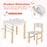 Kids Art Table and Chair Set with Drawer Paper Roll and 2 Markers-White