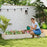 Wooden Raised Open-Ended Base Garden Bed with 2 Planter Boxes Divider-Natural