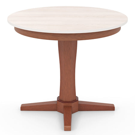 35 Inches Wooden Round Dining Table with Pedestal Base-White