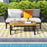 Acacia Wood Coffee Table with Thickened Top and Heavy-duty Metal Legs