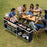 Aluminum Portable Picnic Table with 2-Tier Open Shelves and Spacious Tabletop