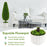 2 Pack 3 Feet Artificial Cedar Teardrop Shaped Bush with Plastic Nursery Pot-Green