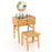 Bamboo Makeup Vanity Table with Stool and Rotating Mirror