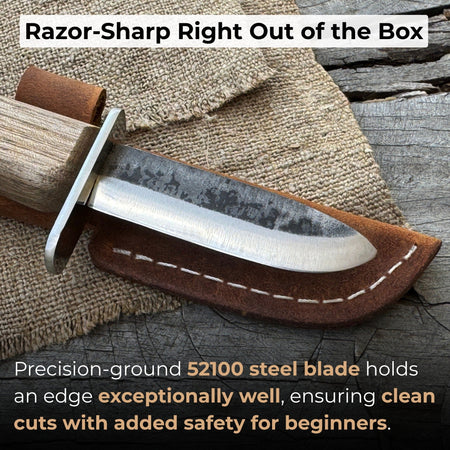 Beginner’s Woodcarving Knife with Leather Sheath, 6 cm (2.36 inches)