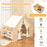 6-in-1 Kids Play Tent Playhouse with Blackboard 6 Storage Bins and Floor Cushion-Beige