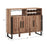 Home Wine Bar Cabinet with 3 Doors and Adjustable Shelves-Brown