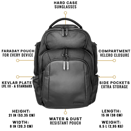 Dual Protection Ballistic Backpack with 4 Faraday Pockets