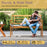 Patio Acacia Wood Bench with Curved Armrests Slatted Seat and Backrest