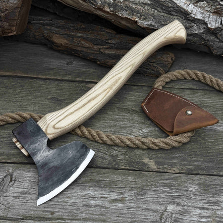 Chopping Axe with Leather Back Carry Pouch, 1.05 kg (2.2 lb)