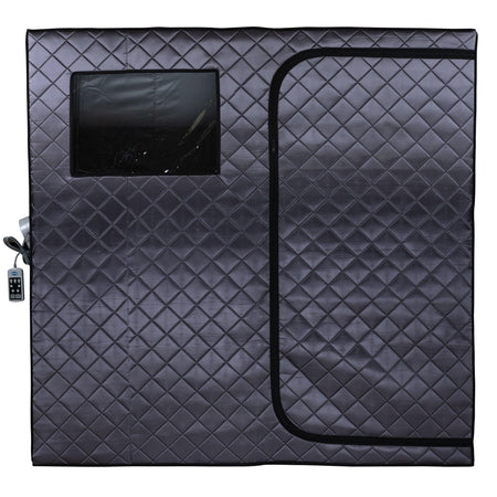 Durasage Portable Full Size Infrared Sauna for at Home | Ultra Low EMF Infrared | LED Lighting, Heating Foot Pad, Ceramic Heat Fan (2-Person)