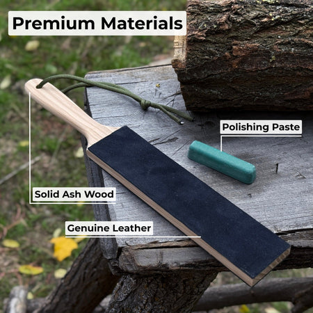 Double-Sided Leather Sharpening Strop with Polishing Paste