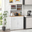 Double Tilt Out Trash Cabinet with Hutch and Rubber Wood Countertop