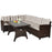 3 Pieces Hand-Woven Rattan Outdoor Sofa Set with Dining Table