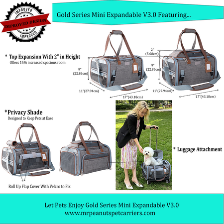 Mr. Peanut's Gold Series Mini Expandable V3.0 Pet Carrier