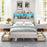 Full Size Bed Frame with Bookcase Headboard and LED Lights-Gray