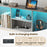 Full Size Bed Frame with Bookcase Headboard and LED Lights-Gray