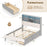 Full Size Bed Frame with Bookcase Headboard and LED Lights-Gray