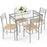 5 Pieces Dining Set Glass Table and 4 Chairs