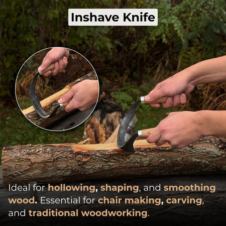 Half-Rounded Drawknife (Inshave) with Leather Sheath, 15 cm (5.9 inches)