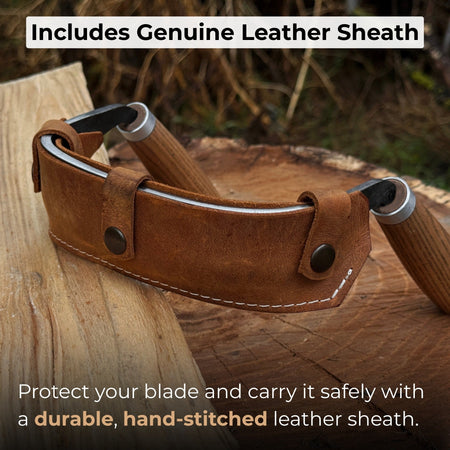 Half-Rounded Drawknife (Inshave) with Leather Sheath, 15 cm (5.9 inches)