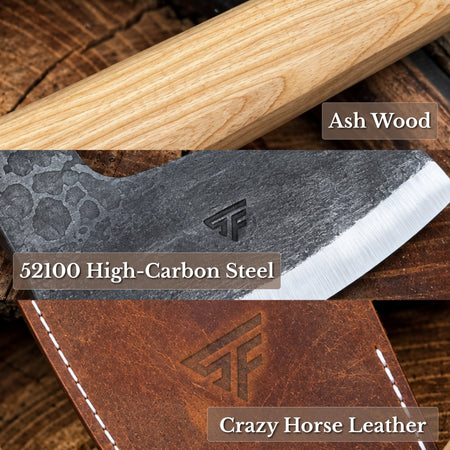 Hand-Forged Carpenter's Axe with Leather Sheath, 0.84 kg (1.85 lb)