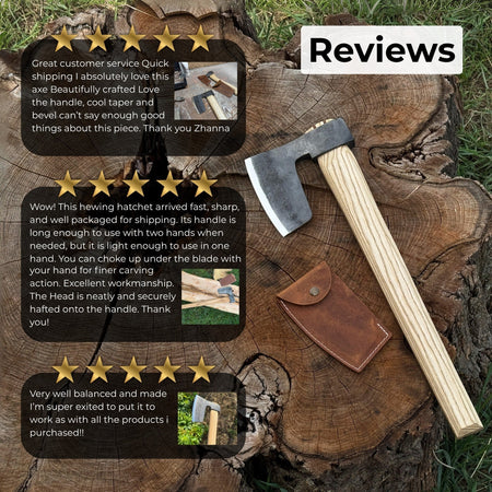 Hand-Forged Carpenter's Axe with Leather Sheath, 0.84 kg (1.85 lb)
