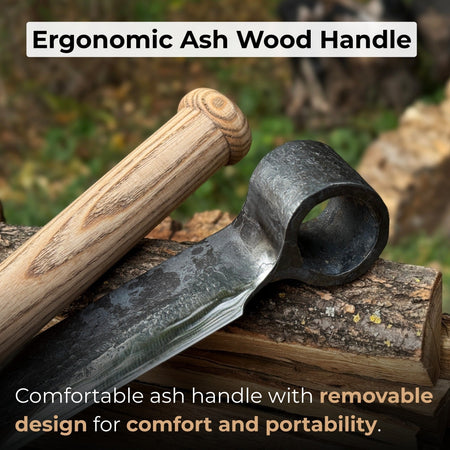 Hand-Forged Splitting Froe – Leather Sheath with Handle Holder