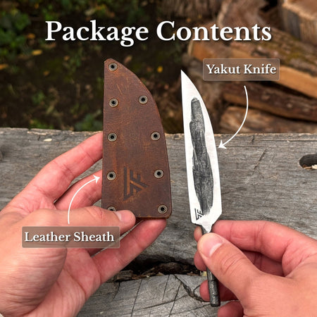 Hand-Forged Yakut Blade with Leather Sheath, 10 cm (3.93 inches)