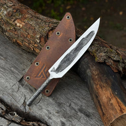 Hand-Forged Yakut Blade with Leather Sheath, 10 cm (3.93 inches)
