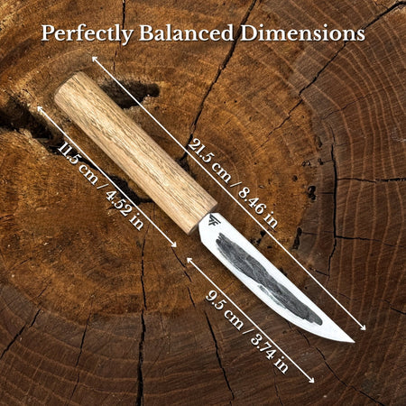 Hand-Forged Yakut Knife with Leather Sheath, 9.5 cm (3.74 inches)