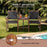 2-Seat Patio Rattan Acacia Wood Chair with Coffee Table