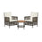 3 Pieces Patio Rattan Furniture Set with Cushioned Sofas and Wood Table Top-White