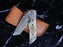 Titan American Eagle - Raindrop Damascus folding blade/ EDC/ Eagle engraved Steel Bolster / Engraved Wolf on Bone TF-008