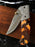 Custom Checkered Titan classico - Raindrop Damascus folding blade/ EDC/ Checkered (Walnut & Olive)  TF-001Y