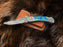Pocket Knife Dyed Blue Bone 6.5'' Damascus Steel Knife Steel Bolster Back Lock Folding Knife TF-010B