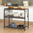 Kitchen Island with 3 Shelves Wine Glass Holders and 10 Hooks-Gray