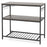 Kitchen Island with 3 Shelves Wine Glass Holders and 10 Hooks-Gray