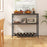 Kitchen Island with 3 Shelves Wine Glass Holders and 10 Hooks-Gray