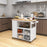 Kitchen Island Trolley Cart on Wheels with Storage Open Shelves and Drawer-White