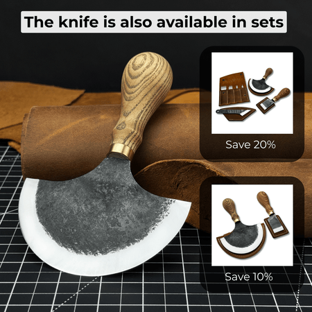 Leather Round (Half Moon) Knife, 10.5 cm (4.1 inches)