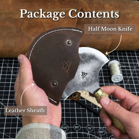 Leather Round (Half Moon) Knife, 10.5 cm (4.1 inches)