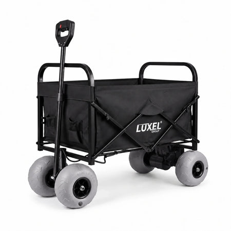 Electric Beach Wagon 500W – Motorized Folding Cart with Balloon Wheels Black