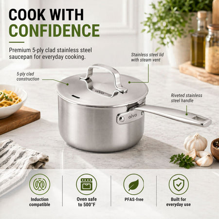 5-Ply Stainless Steel Saucepan with Lid